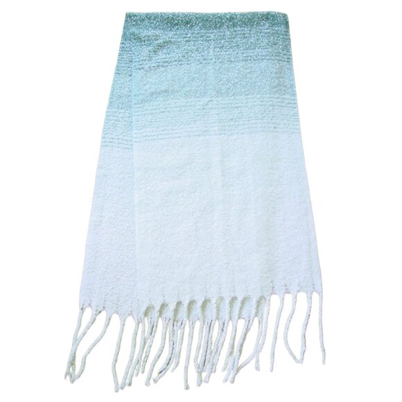 MER SEA Always By The Sea $98 Fluffy Fringed Ombre Stripe Wrap Scarf O/S - Picture 1 of 4